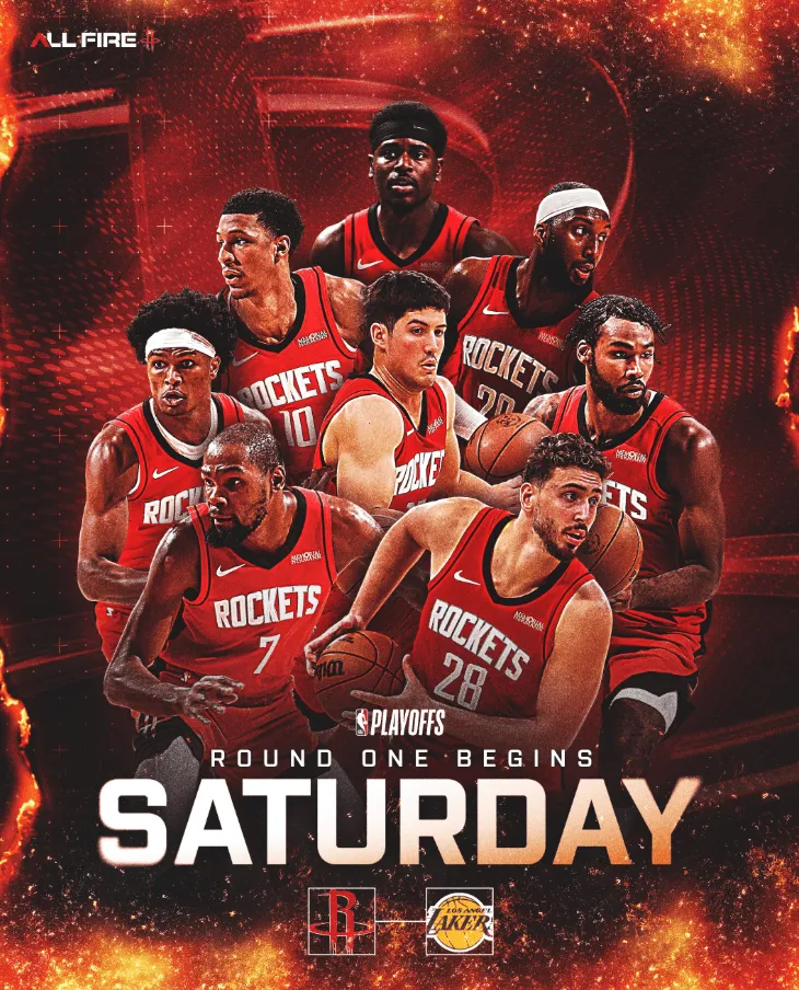 4月19日开打！火箭官方发布火湖大战G1的预热海报